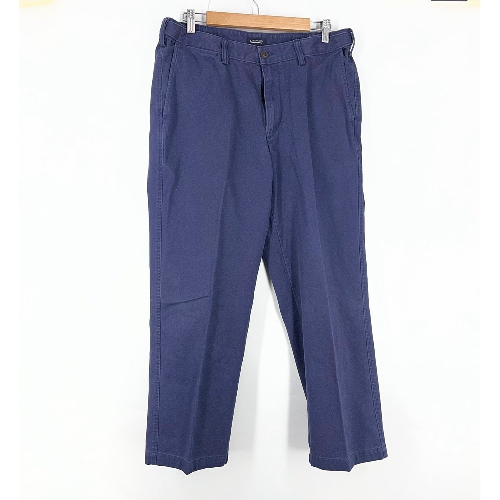 Lands End Mens Traditional Fit Chino Pants Cotton Straight Leg Trousers Size 34
